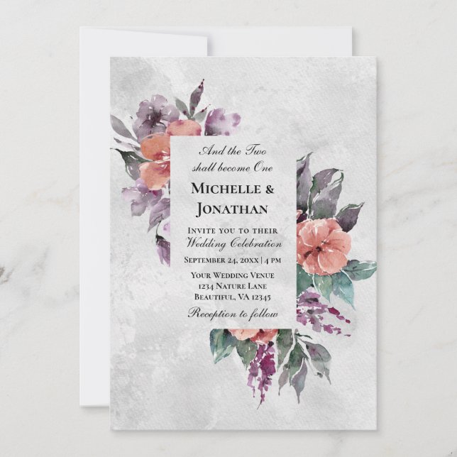 Invitación Elegante Boda cristiano florido de lavanda (Anverso)