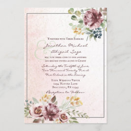 Invitación Elegante Boda cristiano mauve Rubor floral rosa