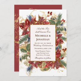 Invitación Elegante Boda cristiano Navidades del Oro Rojo Ver