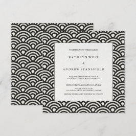 Invitación Elegante Boda cuadrado con estampado blanco y negr
