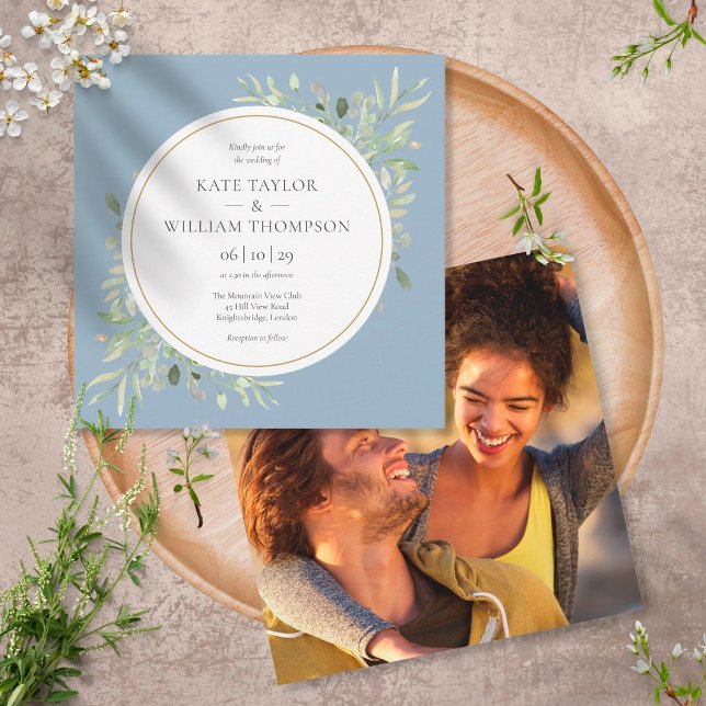 Invitación Elegante Boda cuadrado de la vegetación azul turqu (Subido por el creador)