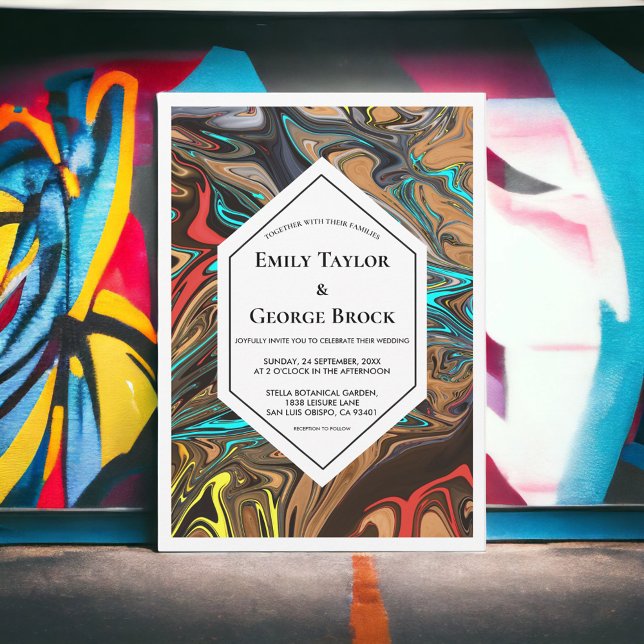 Invitación Elegante Boda de Abstracto de Olas Mínimas Colorid (Subido por el creador)