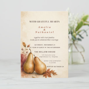 Invitación Elegante Boda de Acción de Gracias Otoño Aquarela