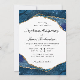 Invitación Elegante Boda de acuarela agate de Relieve metaliz