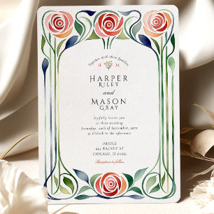 Invitación Elegante boda de acuarela con azulejo italiano azu