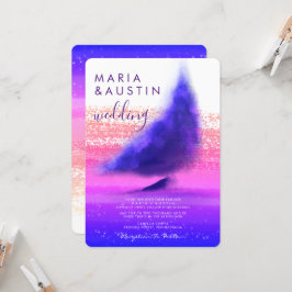 Invitación Elegante Boda de acuarela de barco de vela Ombre