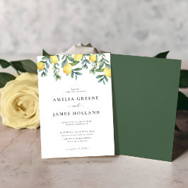 Invitación Elegante Boda de acuarela de cítricos limoneros