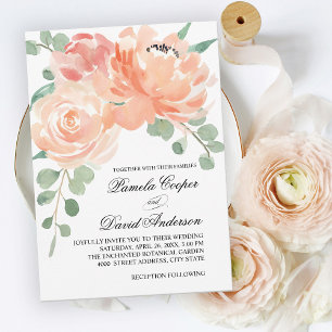 Invitación Elegante Boda de acuarela de color azul
