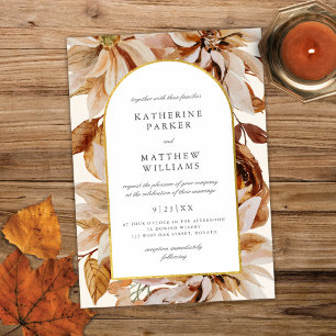 Invitación Elegante Boda de acuarela de color dorado otoño