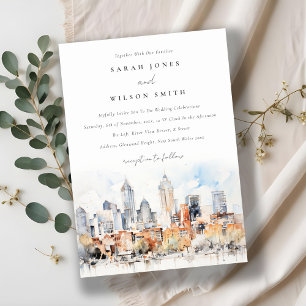 Invitación Elegante Boda de acuarela de Denver Colorado Skyli