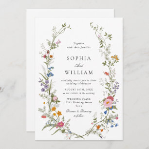 Invitación Elegante Boda de acuarela de flores silvestres