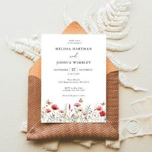 Invitación Elegante Boda de acuarela de flores silvestres