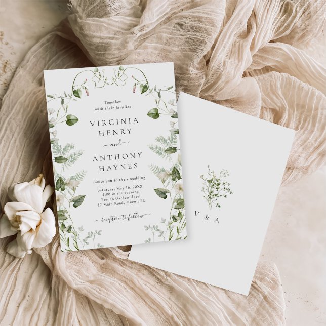 Invitación Elegante Boda de acuarela de flores silvestres (Subido por el creador)