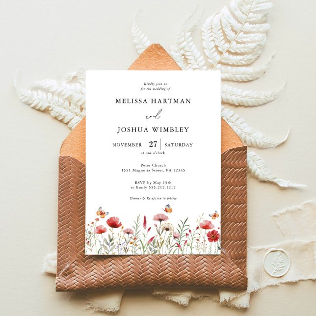 Invitación Elegante Boda de acuarela de flores silvestres (Subido por el creador)
