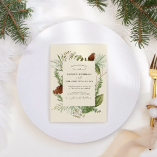 Invitación Elegante Boda de Acuarela de Invierno