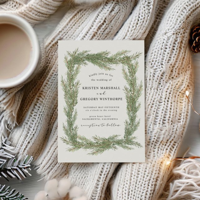 Invitación Elegante Boda de Acuarela de Invierno (Subido por el creador)