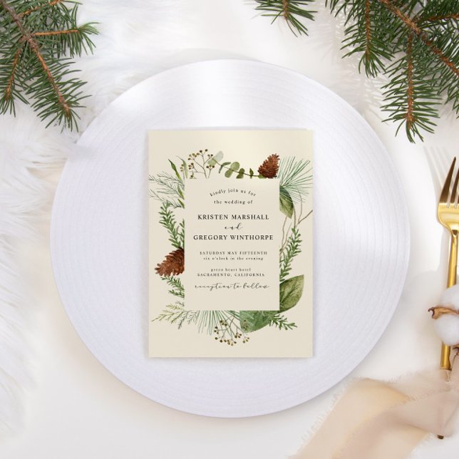 Invitación Elegante Boda de Acuarela de Invierno (Subido por el creador)