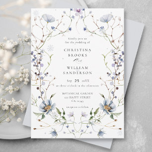 Invitación Elegante Boda de acuarela de invierno con flores s