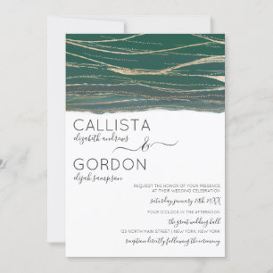 Invitación Elegante Boda de acuarela de la vena verde del bos
