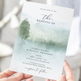 Invitación Elegante Boda de Acuarela de Lago y Árboles