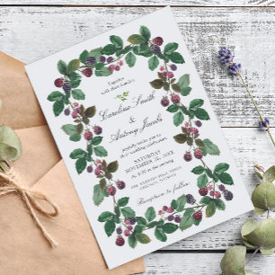 Invitación Elegante Boda de Acuarela de Moras