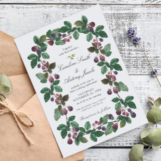 Invitación Elegante Boda de Acuarela de Moras