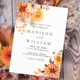 Invitación Elegante Boda de acuarela de otoño