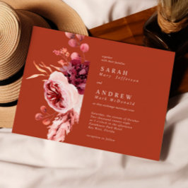 Invitación Elegante Boda de acuarela de otoño de Terracotta