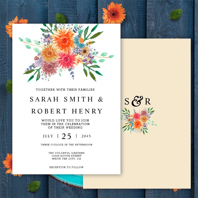 Invitación Elegante Boda de acuarela de pintura floral (Subido por el creador)