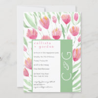 Elegante Boda de acuarela de tulipán verde rosa fl