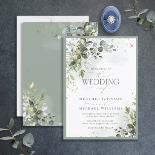 Invitación Elegante Boda de acuarela de vegetación botánica