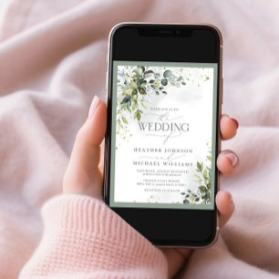 Invitación Elegante Boda de acuarela de vegetación botánica