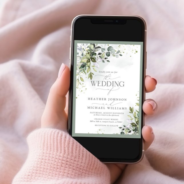 Invitación Elegante Boda de acuarela de vegetación botánica (Subido por el creador)