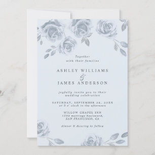 Invitación Elegante Boda de acuarela dorada y azul