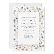 Elegante Boda de acuarela Dusty Blue Wildflowers