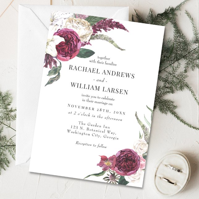 Invitación Elegante Boda de acuarela floral (Subido por el creador)