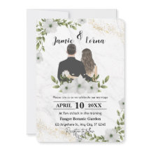 Elegante Boda de acuarela floral blanca y verde