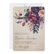 Elegante Boda de acuarela floral de Borgoña