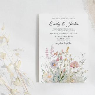 Invitación Elegante Boda de acuarela floral de flores silvest