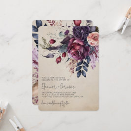 Invitación Elegante Boda de acuarela floral de la Marina de B