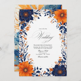 Invitación Elegante Boda de acuarela floral de la Marina y Na