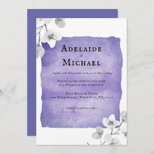 Invitación Elegante Boda de acuarela floral de lavanda azul