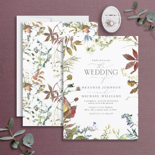 Invitación Elegante Boda de acuarela floral floral de otoño