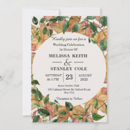 Invitación Elegante Boda de acuarela floral Naranja de vegeta