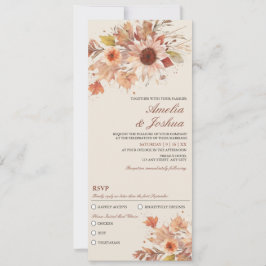 Invitación Elegante Boda de acuarela floral otoño
