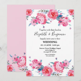 Invitación Elegante Boda de acuarela floral rosa