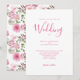 Invitación Elegante Boda de acuarela floral rosa