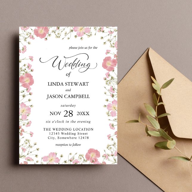 Invitación Elegante Boda de acuarela floral rosa otoñal (Subido por el creador)