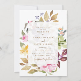 Invitación Elegante Boda de acuarela floral seco