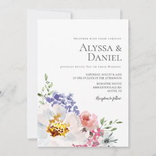 Invitación Elegante Boda de acuarela floral simple